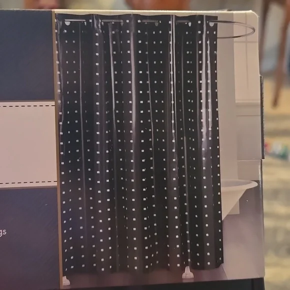 Broyhill Black Hookless Shower Curtain - Picture 2 of 5